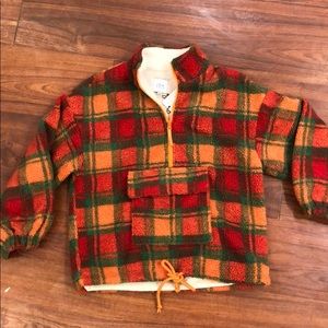 NWT J.O.A Plaid Half Zip Polar Fleece